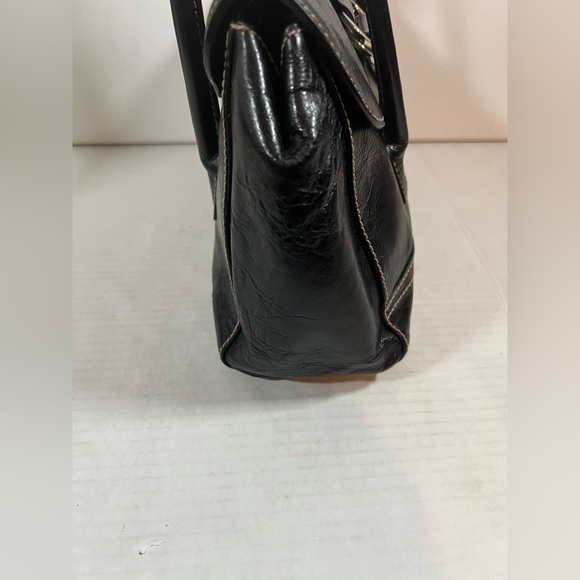 Franco Sarto Women's Black Leather Buckle Snap Double Strap Shoulder Bag - Picture 5 of 12